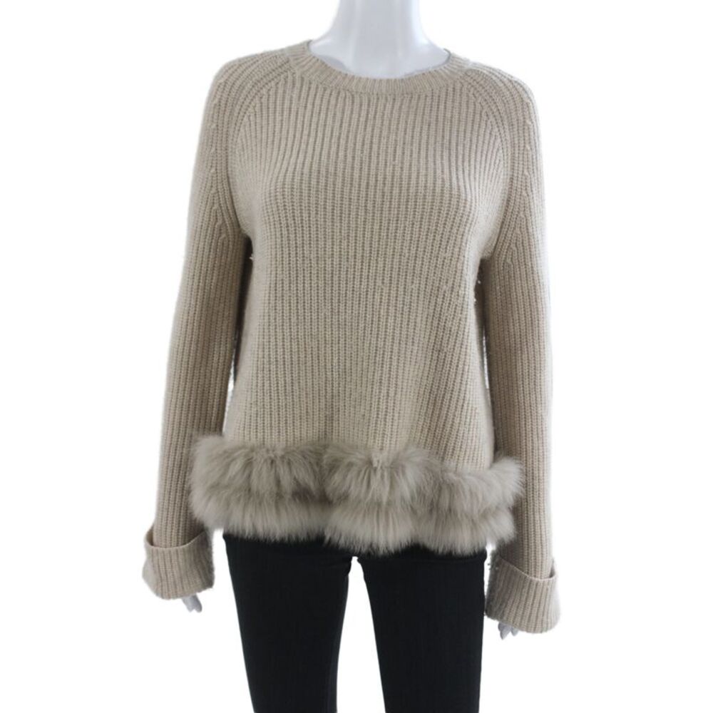 Max & Moi Womens Beige Merino Wool Pullover Sweater Long Sleeve Size S